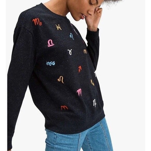 kate spade Black Sweatshirt with Colorful Zodiac Symbols - Picture 2 of 10